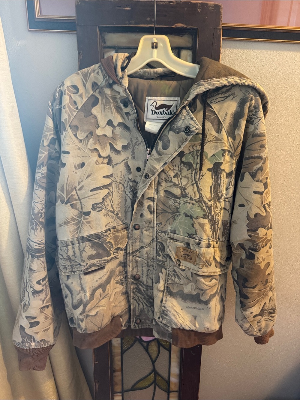 Vintage Duxbak Jacket Mens Medium Camo Hooded Insulated Realtree Hunting Coat